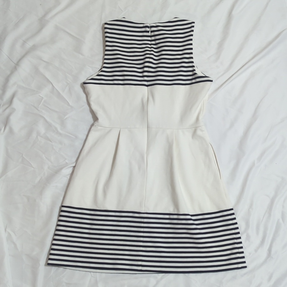 Madewell Striped Fit & Flare Verse Midi Dress, Color Black/White Size M - Picture 3 of 16